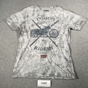Levi's T Shirt Men Large Gray Tie Dye Motorcycle Graphic Cotton Crew Neck Casual